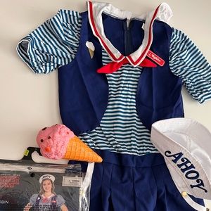 Stranger Things Robin Ice Cream Ahoy Women’s Costume S + prop!